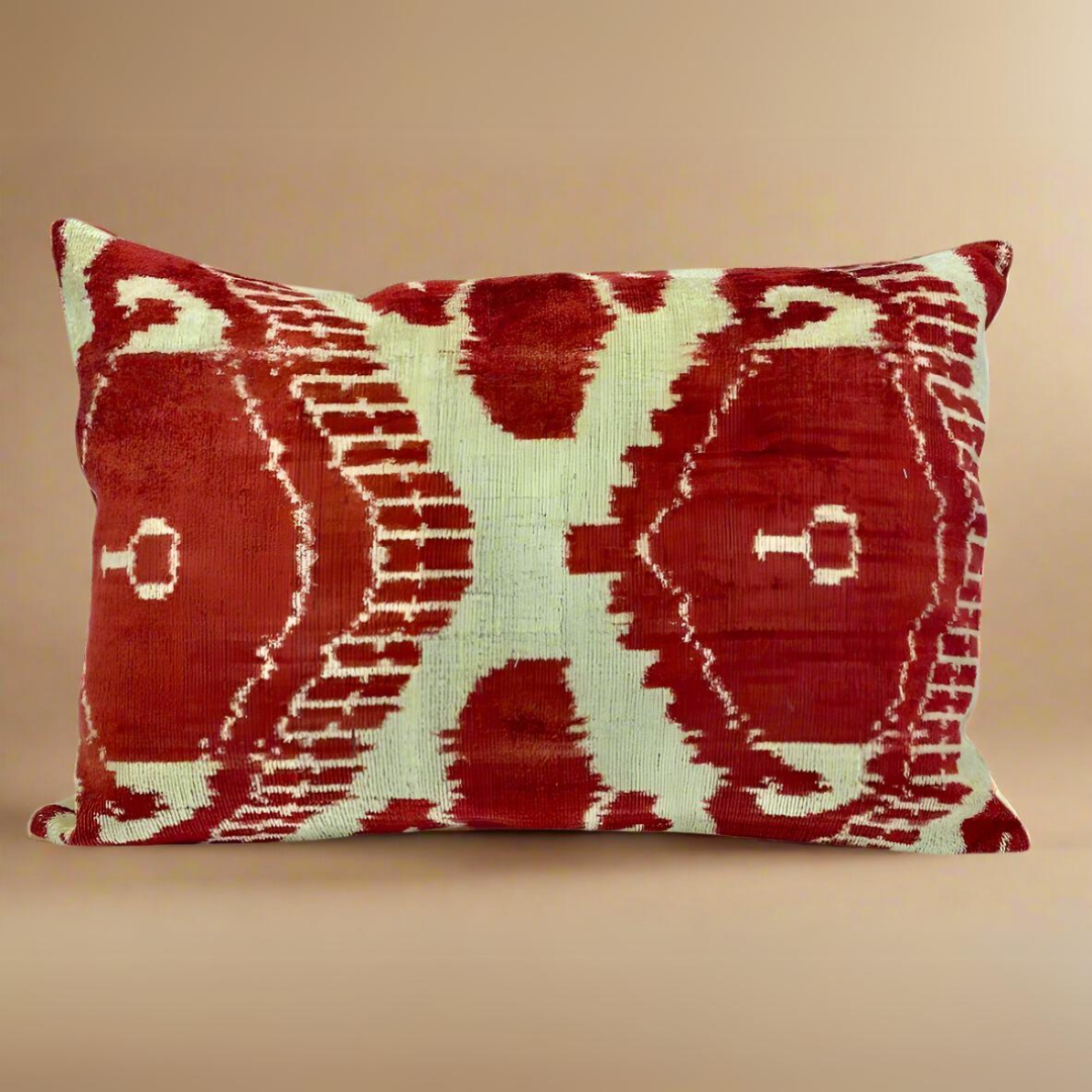 IKAT Pillow Cover Cotton Back 60X40 CM - Red Beige UFO