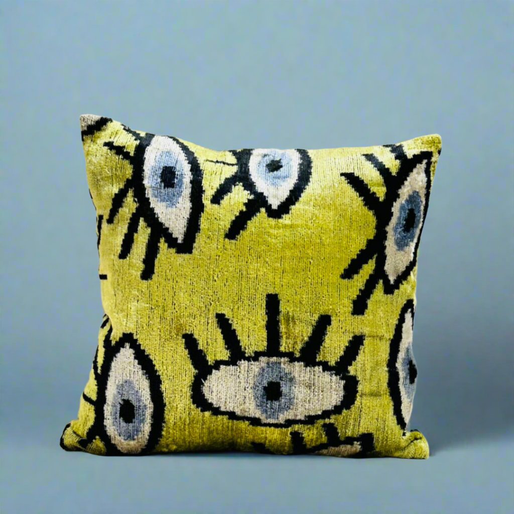 40x40 Ikat cushion  IKAT Cotton Back Cushion Cover 40x40 CM  - Nazar Eyes