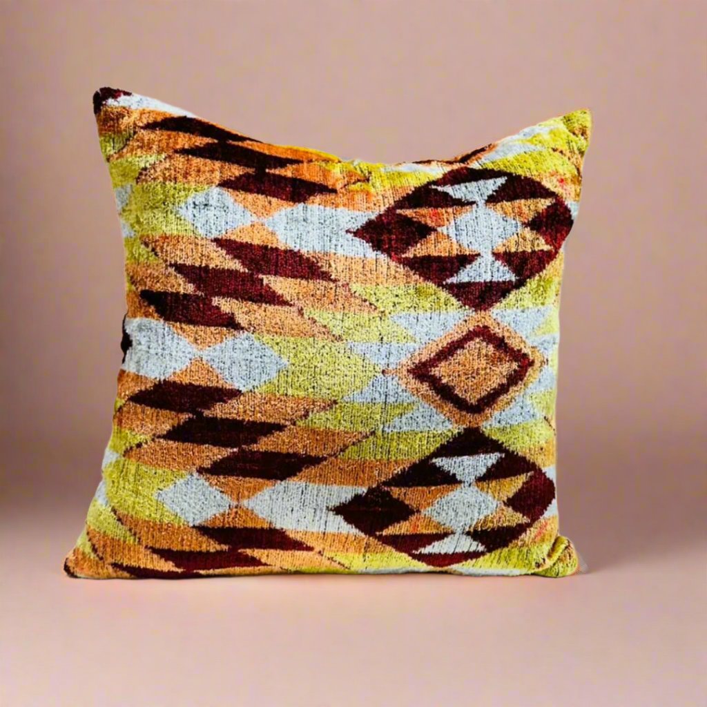 IKAT Cotton Back Cushion Cover 40x40 CM - Tribal Orange Brick