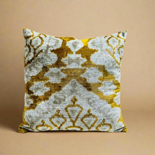 IKAT Silk Back Cushion Cover 40x40 CM - Honey Amber