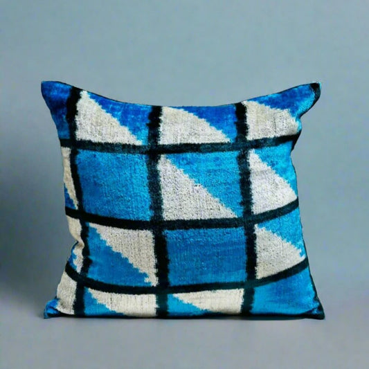 IKAT Cotton Back Cushion Cover 40x40 CM - Turquoise Square