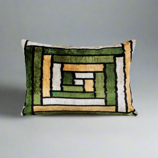 IKAT Cotton Back Cushion 60x40 CM - Green Square DImensions