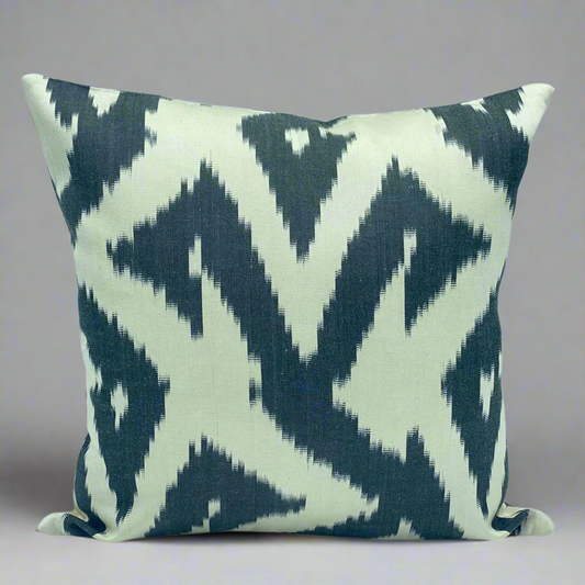 Silk IKAT weave black cream pillow cover boho pillow