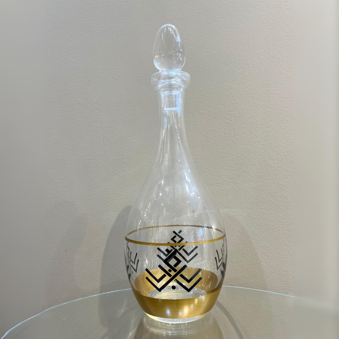 Hand Painted Glassware - Wine Set Gold