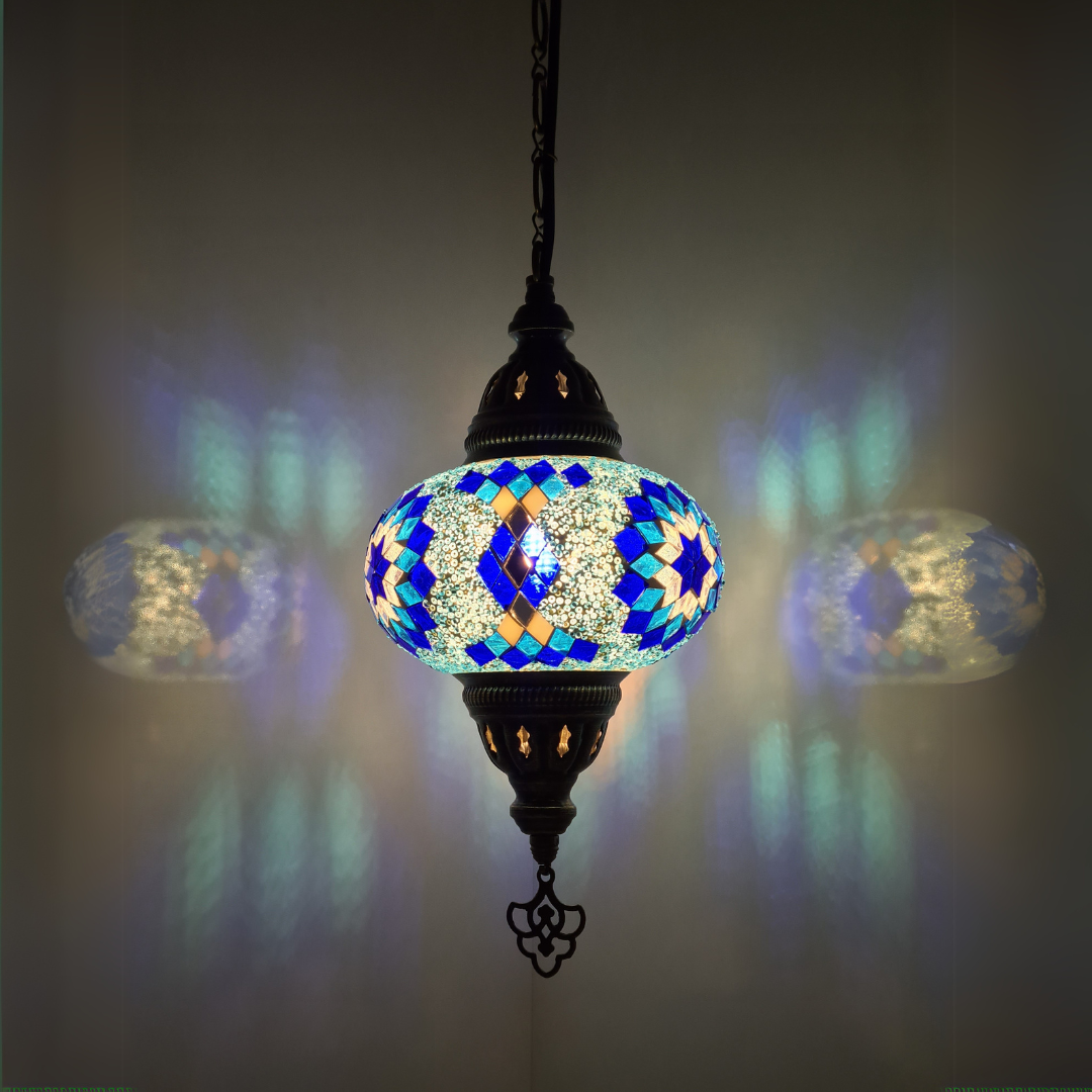 Medium Ceiling Lamp - Hanging Mosaic Turkish Lamp