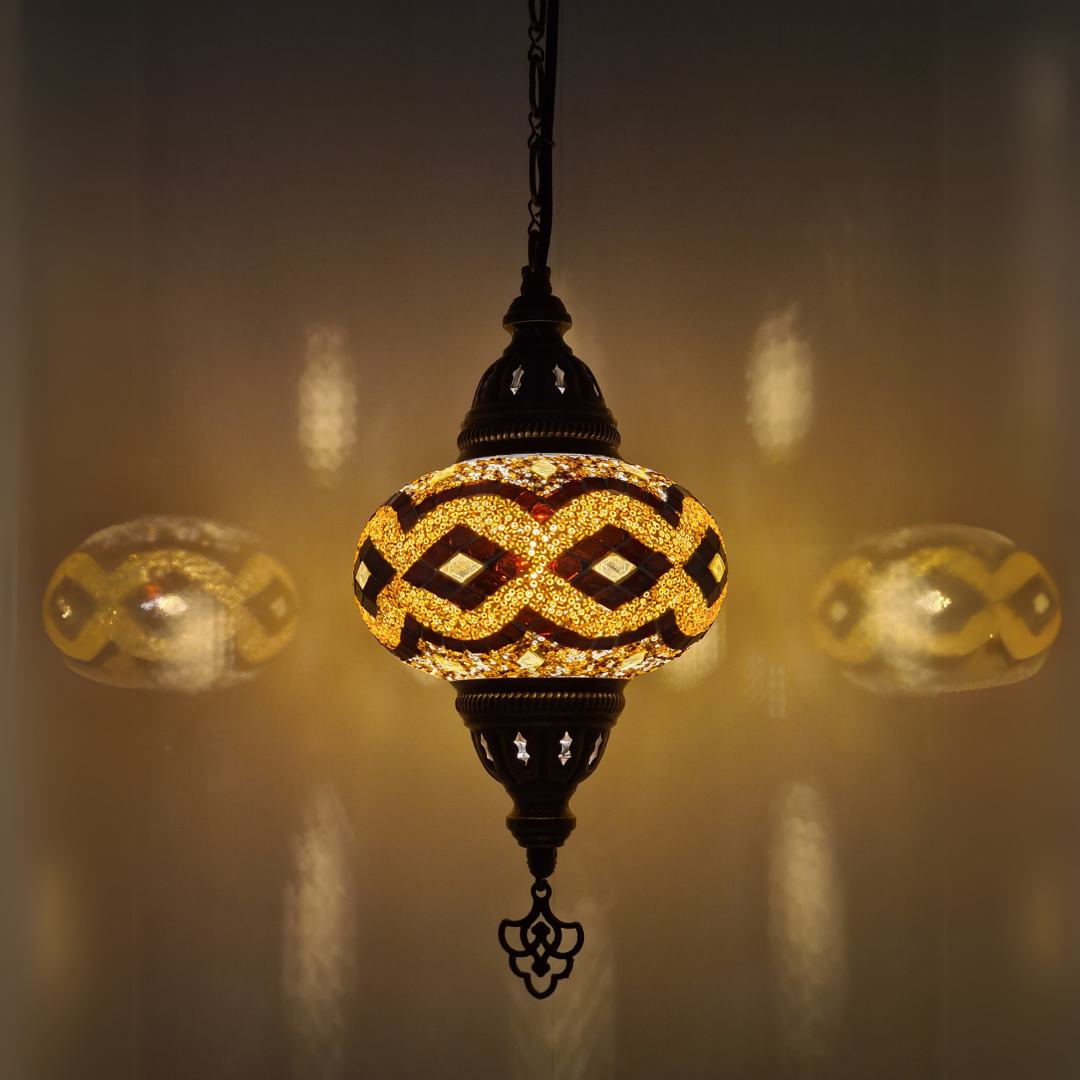 Medium Ceiling Lamp - Hanging Mosaic Turkish Lamp