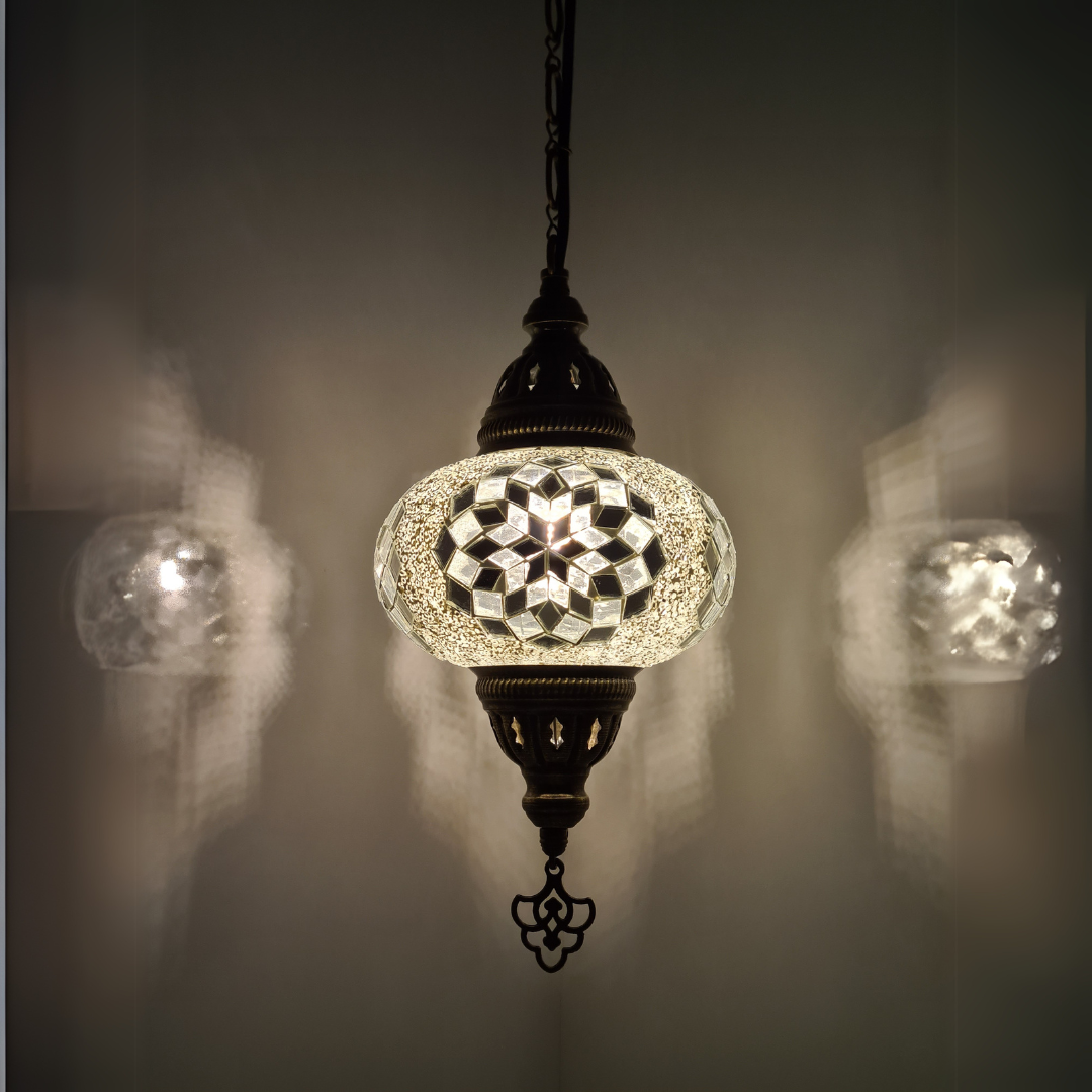 Medium Ceiling Lamp - Hanging Mosaic Turkish Lamp