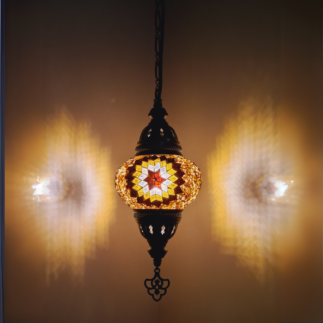 Small Ceiling Lamp - Hanging Mosaic Turkish Lamp