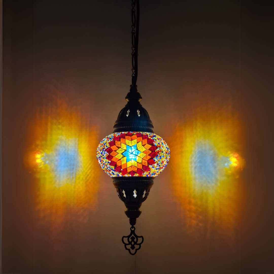 Small Ceiling Lamp - Hanging Mosaic Turkish Lamp