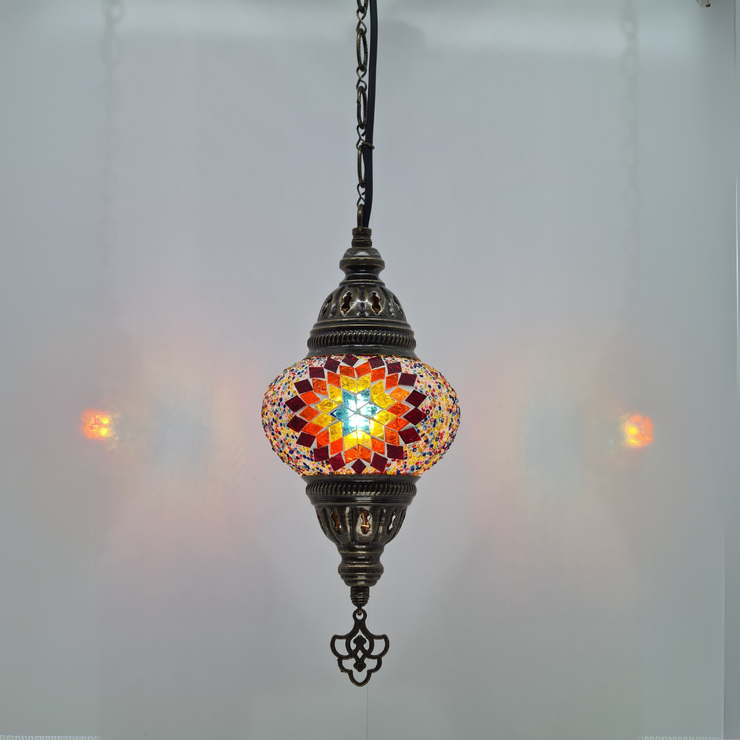 Small Ceiling Lamp - Hanging Mosaic Turkish Lamp