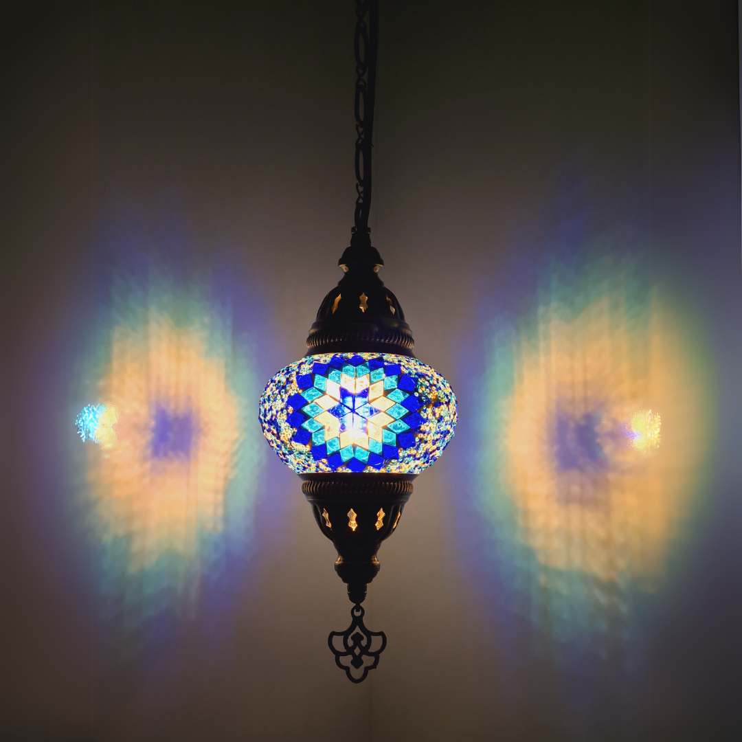 Small Ceiling Lamp - Hanging Mosaic Turkish Lamp