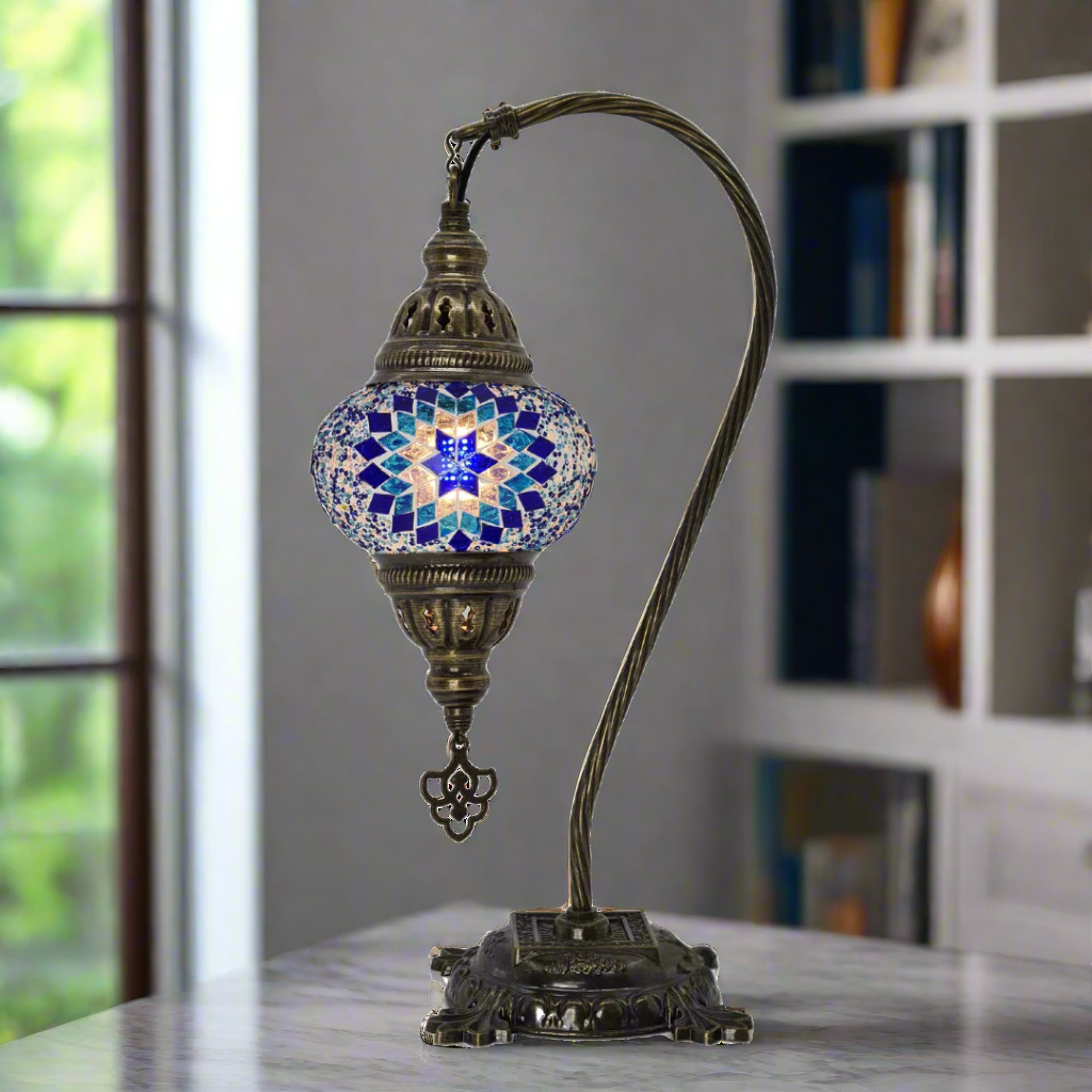 Table Swan Neck Lamp Mosaic - Small Glass