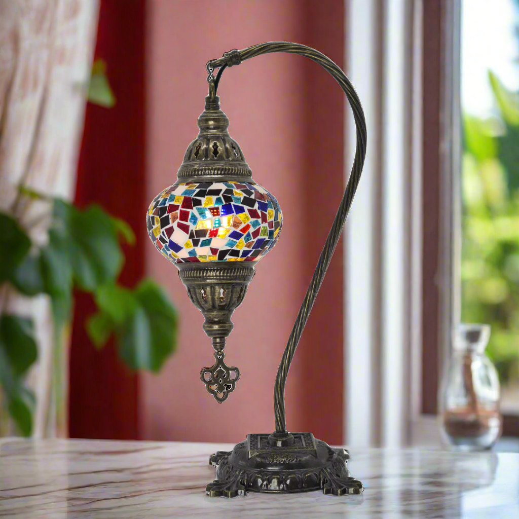 Table Swan Neck Lamp Mosaic - Small Glass