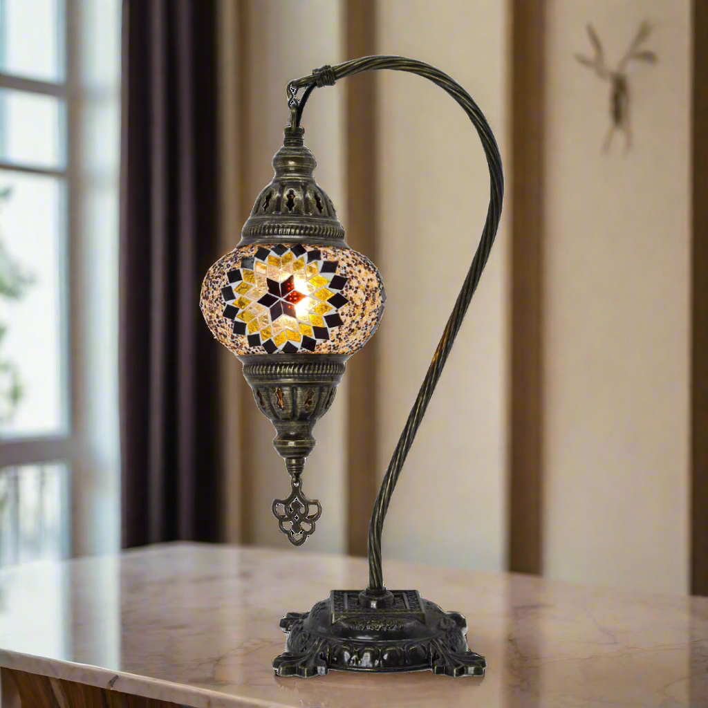 Table Swan Neck Lamp Mosaic - Small Glass