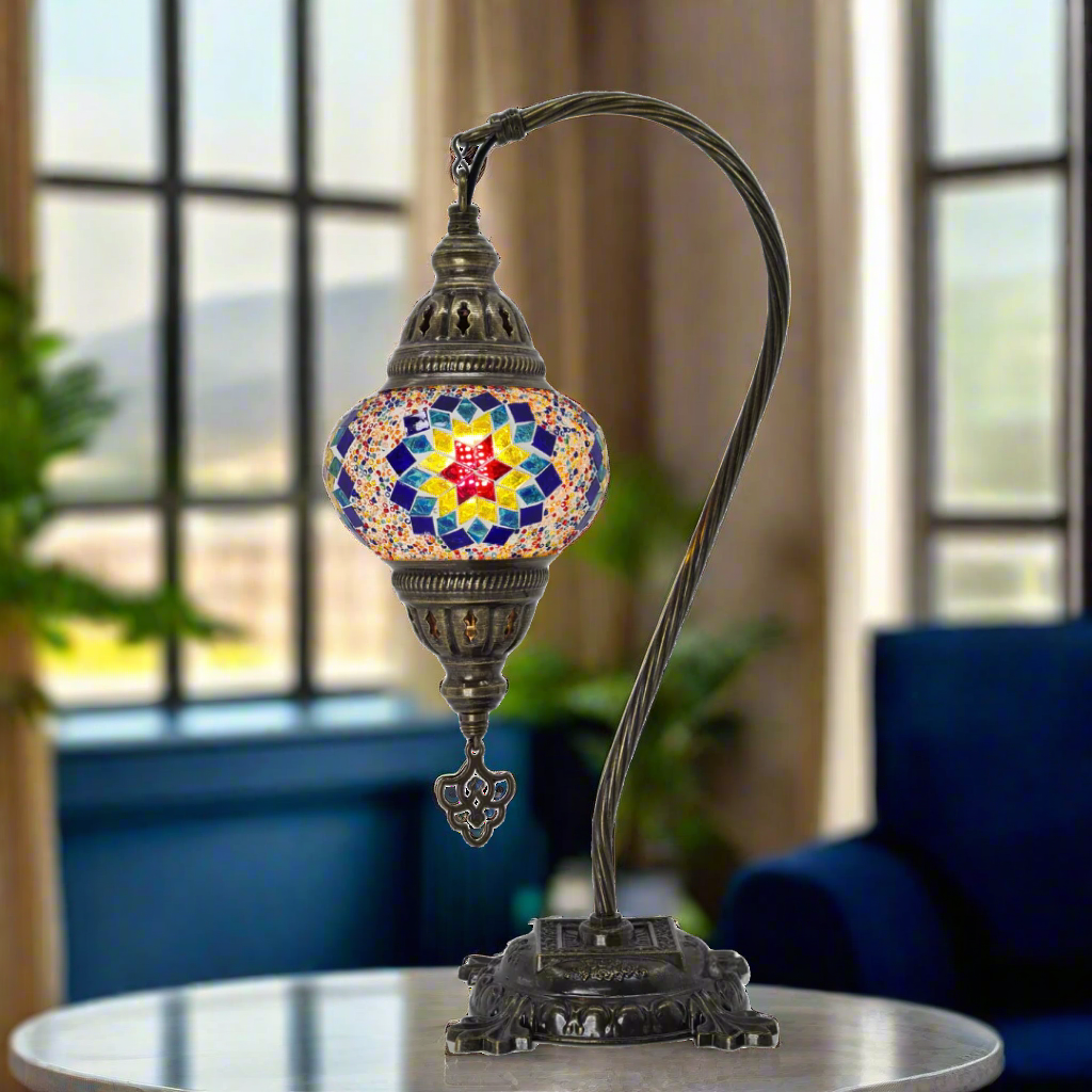 Table Swan Neck Lamp Mosaic - Small Glass