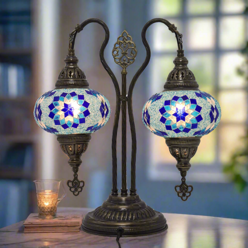 Table Lamp Mosaic Double Bend - Medium Glass