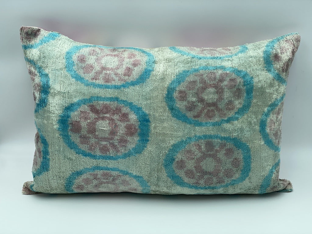 Velvet Double IKAT Silk Back Cushion 60x40 CM - Urchin Pink