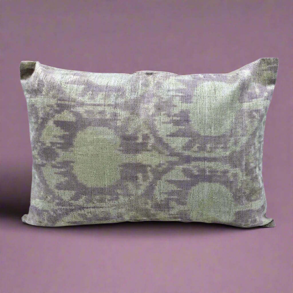 IKAT Pillow Cover Cotton Back 60X40 CM - Faded Plum Pomegranate