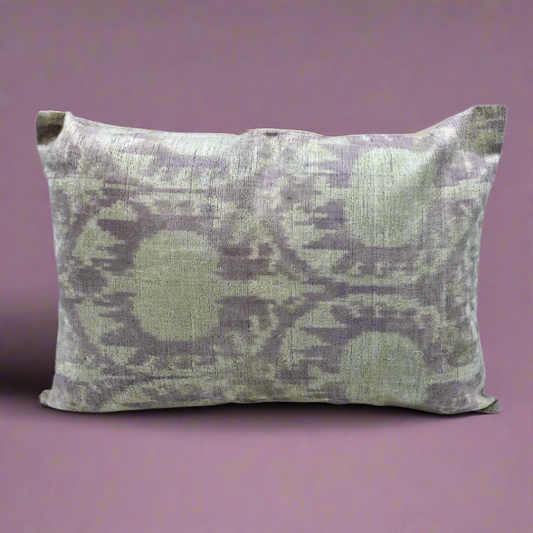 IKAT Pillow Cover Cotton Back 60X40 CM - Faded Plum Pomegranate