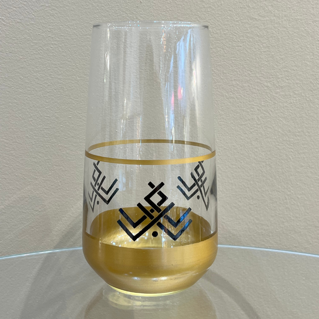 Hand Painted Glassware - Wine Set Gold