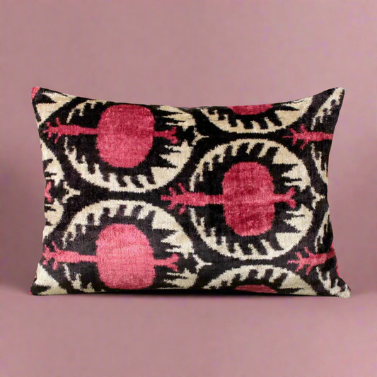 IKAT Pillow Cover Cotton Back 60x40 CM - Grape Pomegranate