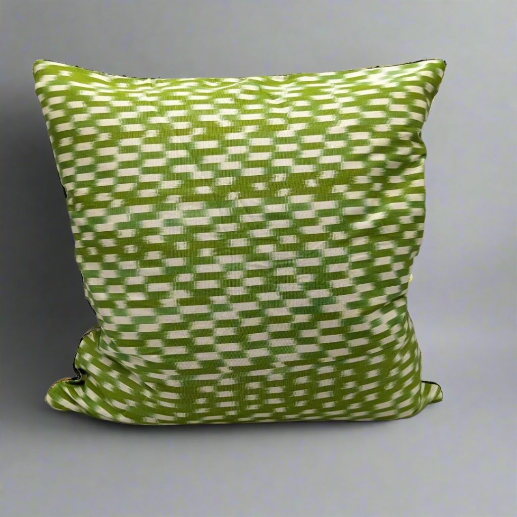 IKAT Silk Back Pillow Cover 50x50CM- Green Square DImensions