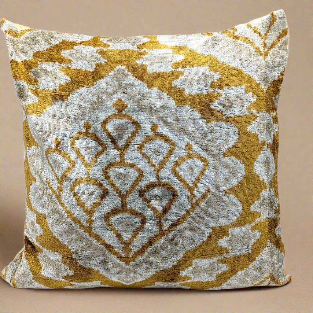 Honey Amber IKAT SILK CUSHION COVER PILLOW COVER