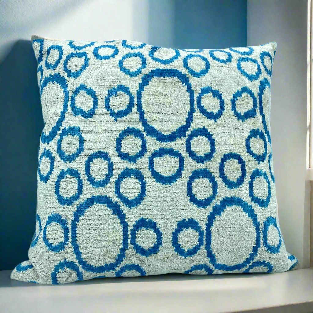 IKAT Silk Back Pillow Cover 50x50CM - Circles - LUMINA ELIGMA HOME