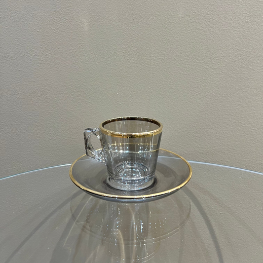 Espresso Cup with Tray - Tinted Gold Edges