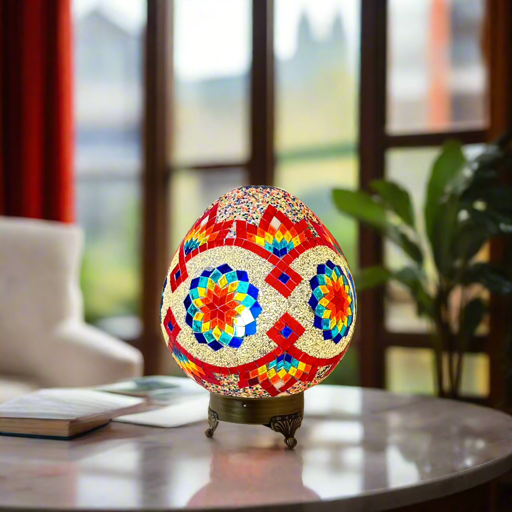 Mosaic Egg Shaped Table Lamp - 25 CM