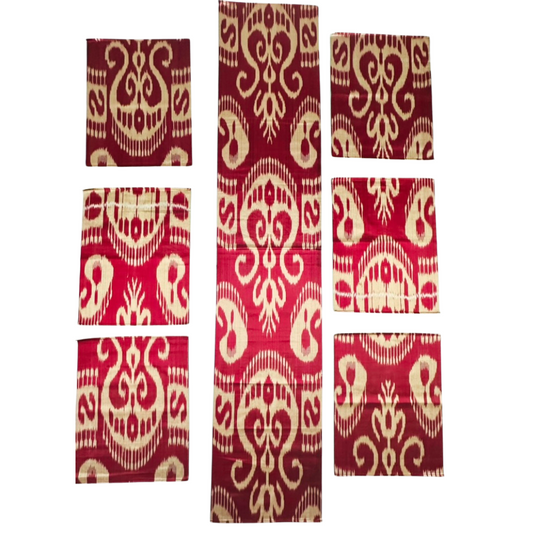 Silk Table Runner Rectangle & Placemates - Magenta Cream