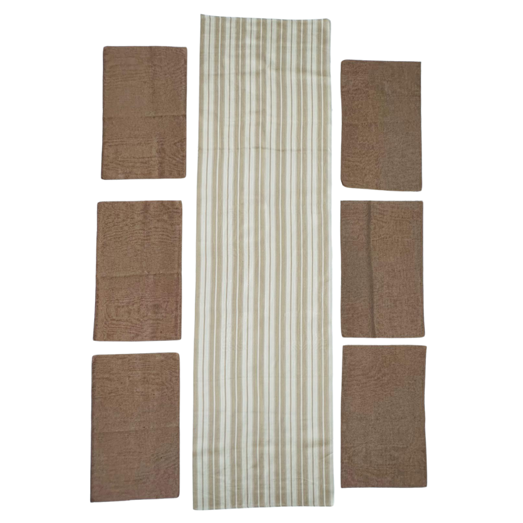 Kutnu Silk Table Runner & Placemates - Beige Cream