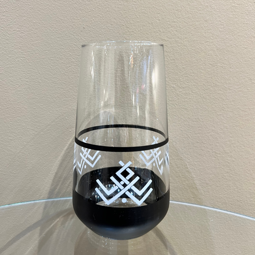 Hand Painted Glassware - Wine Set Black