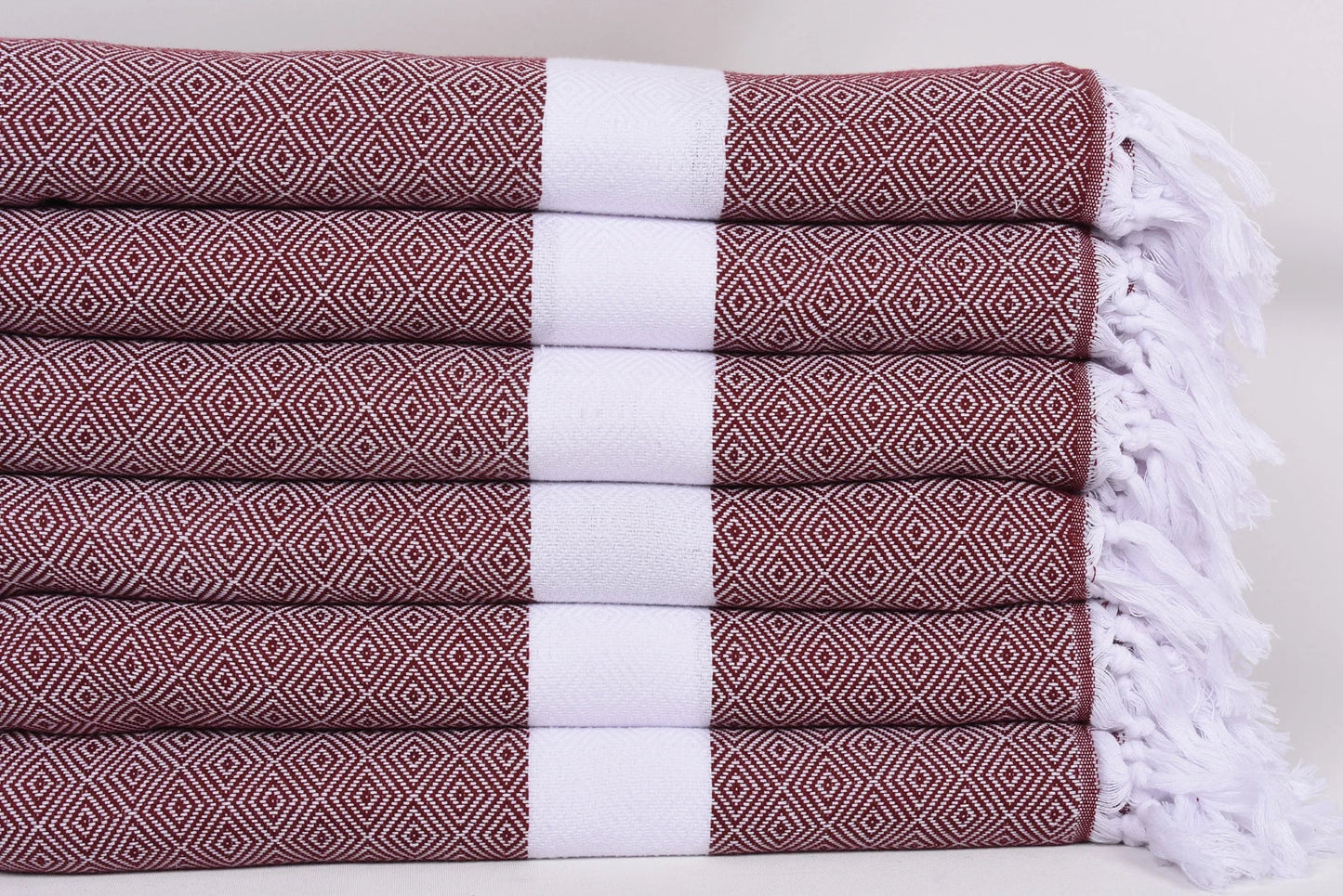 Burgundy Red White Diamonds Bath Towel - 70" X 40"