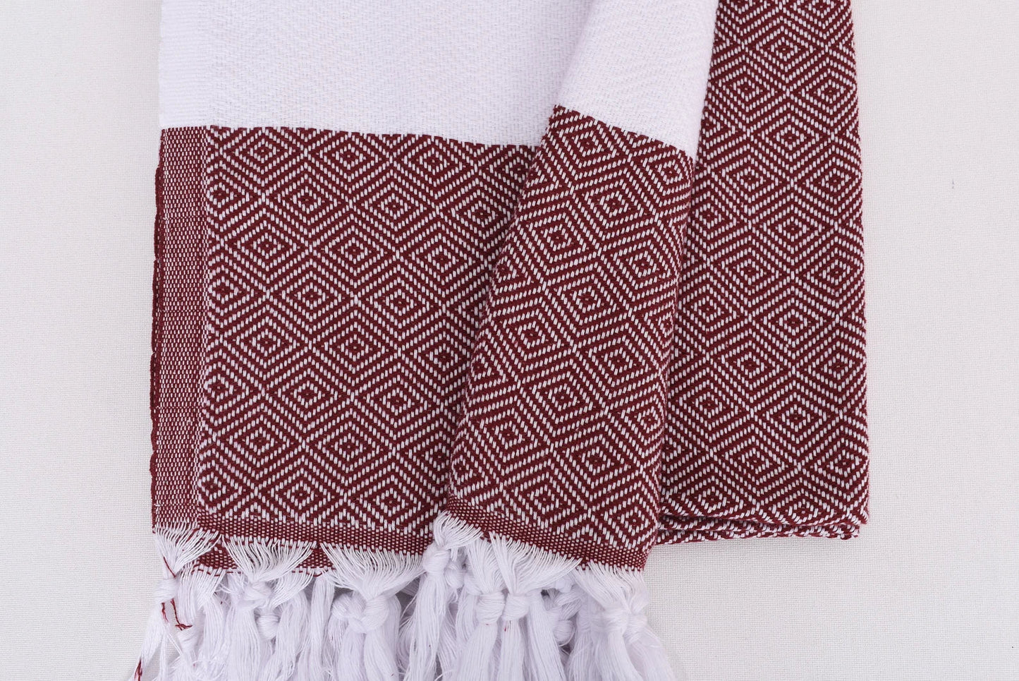 Burgundy Red White Diamonds Bath Towel - 70" X 40" - LUMINA ELIGMA HOME