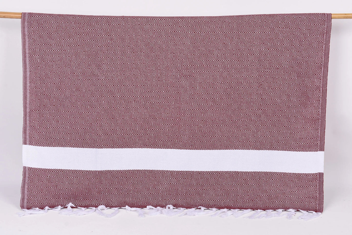 Burgundy Red White Diamonds Bath Towel - 70" X 40"