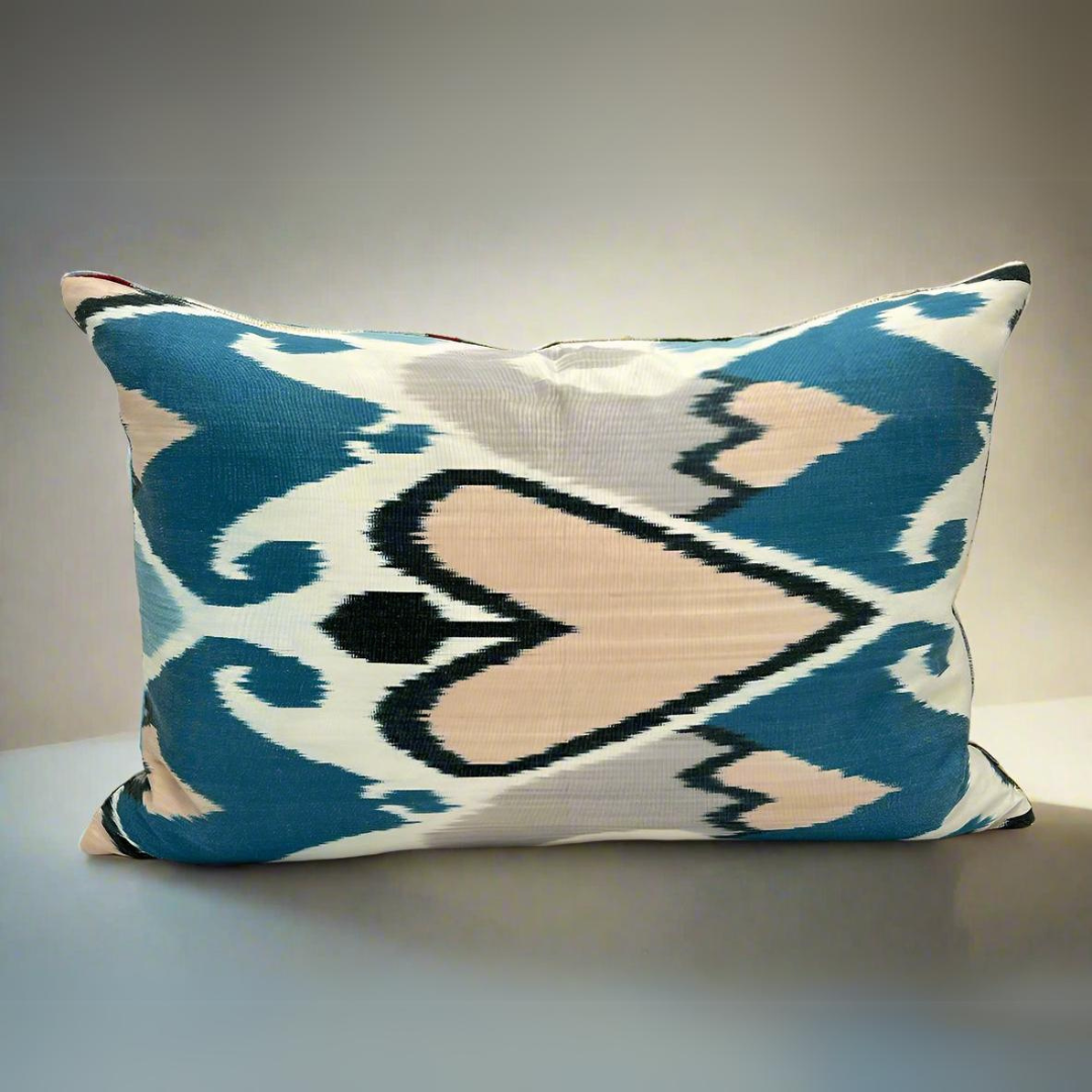 IKAT Silk Back Pillow Cover 60x40 CM - Center Flower