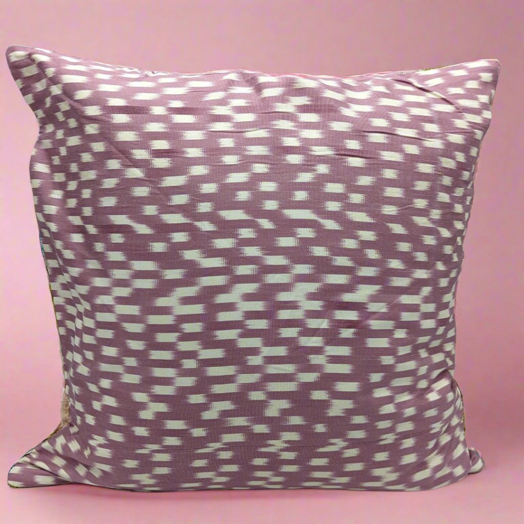 IKAT Silk Back Cushion Cover 50x50CM - Light Pink Blue