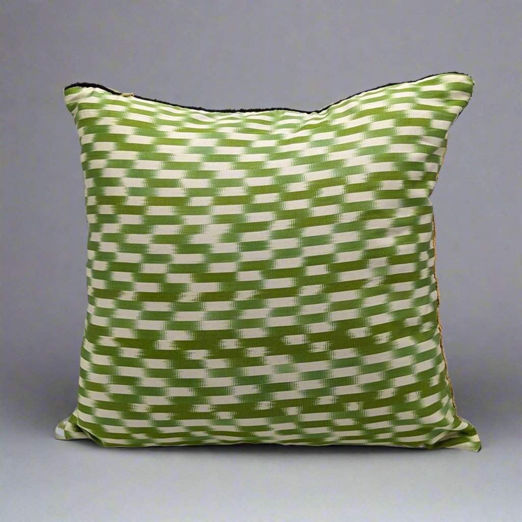 IKAT Silk Back Cushion Cover 40x40 CM - Green Square Dimension