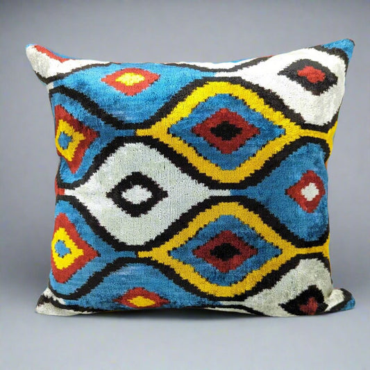 IKAT Silk Back Cushion Cover 40x40 CM - Colorful Seeds