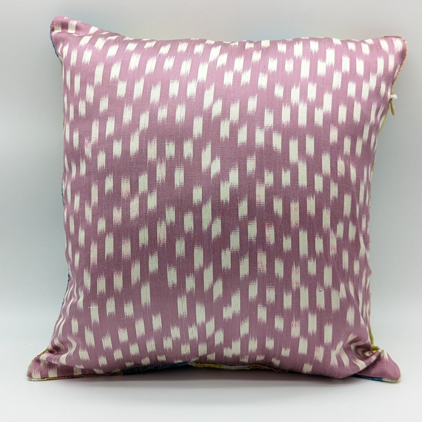 IKAT Silk Back Cushion Cover 40x40 CM- Light Pink Blue