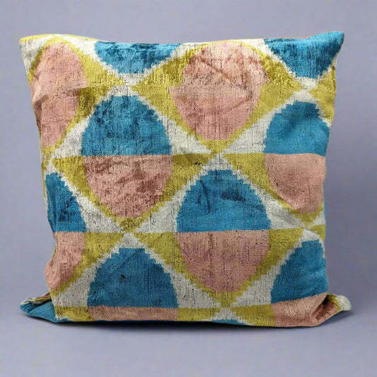 Pink BLue IKAT CUSHION COVER