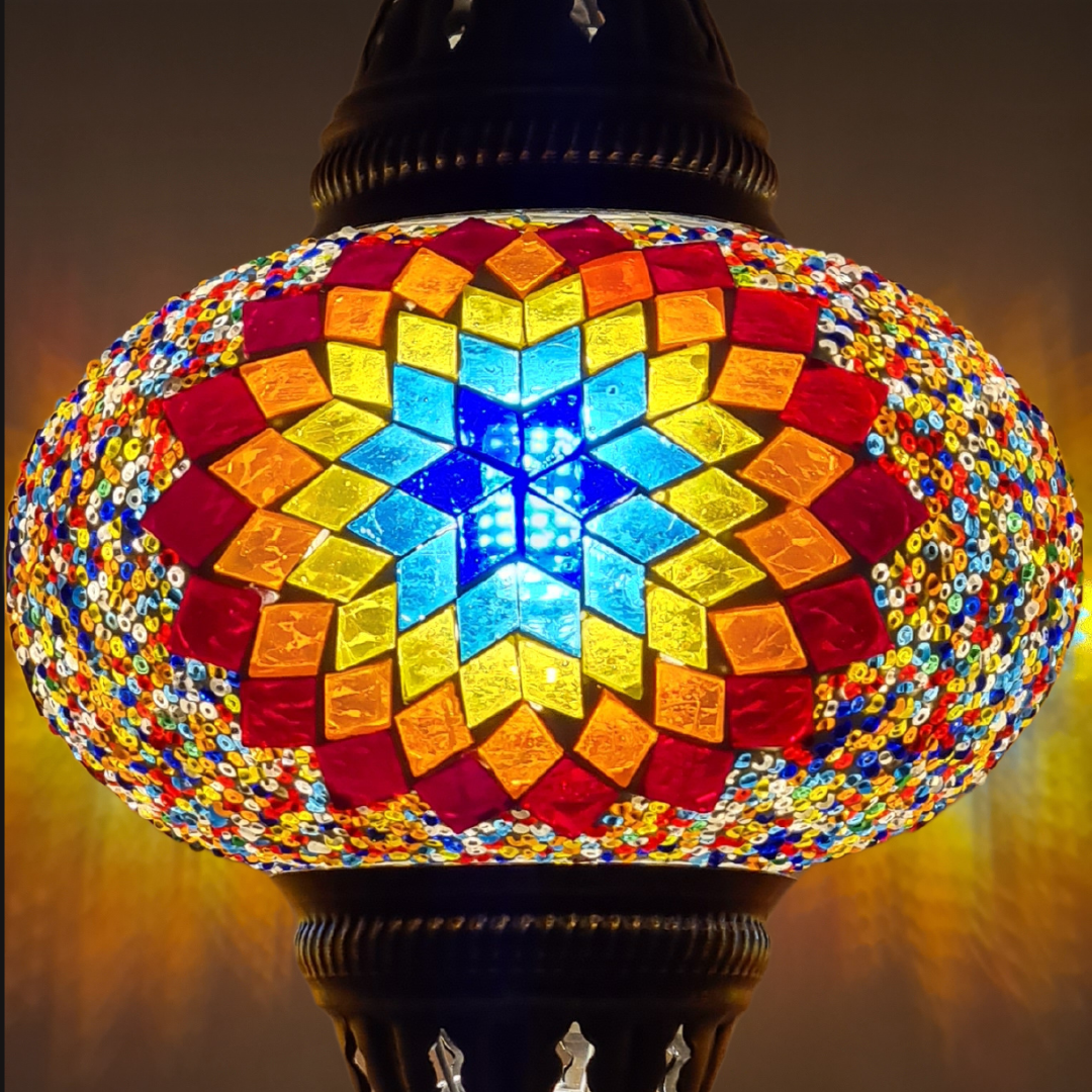 Swan Base Mosaic Turkish Lamp - Medium Glass