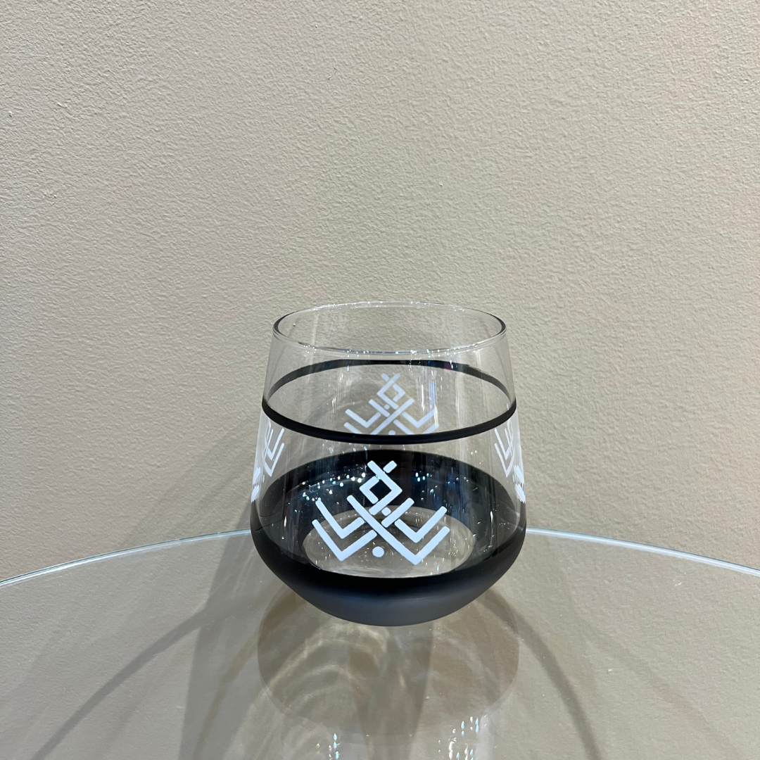 Hand Painted Glassware - Wine Set Black