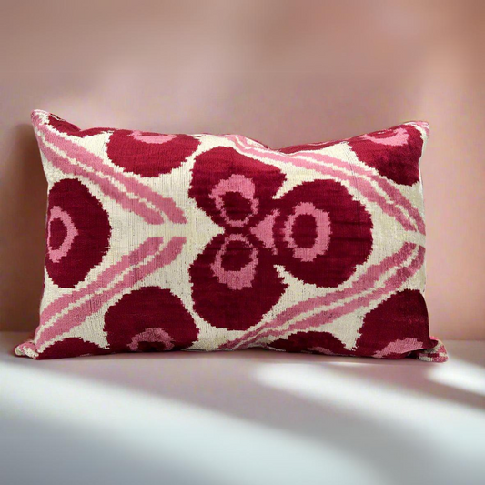 IKAT Silk Back Pillow Cover 60x40 CM - Trio Pink