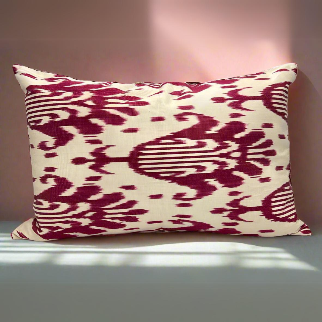 IKAT Silk Back Pillow Cover 60x40 CM - Trio Pink