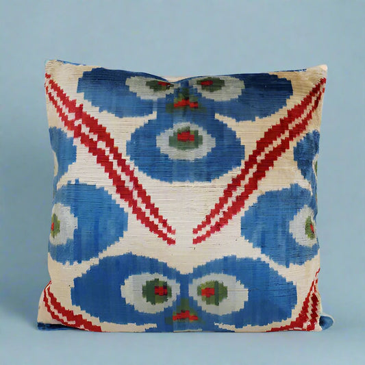 IKAT Cotton Back Pillow Cover 40x40 CM -Trio Blue