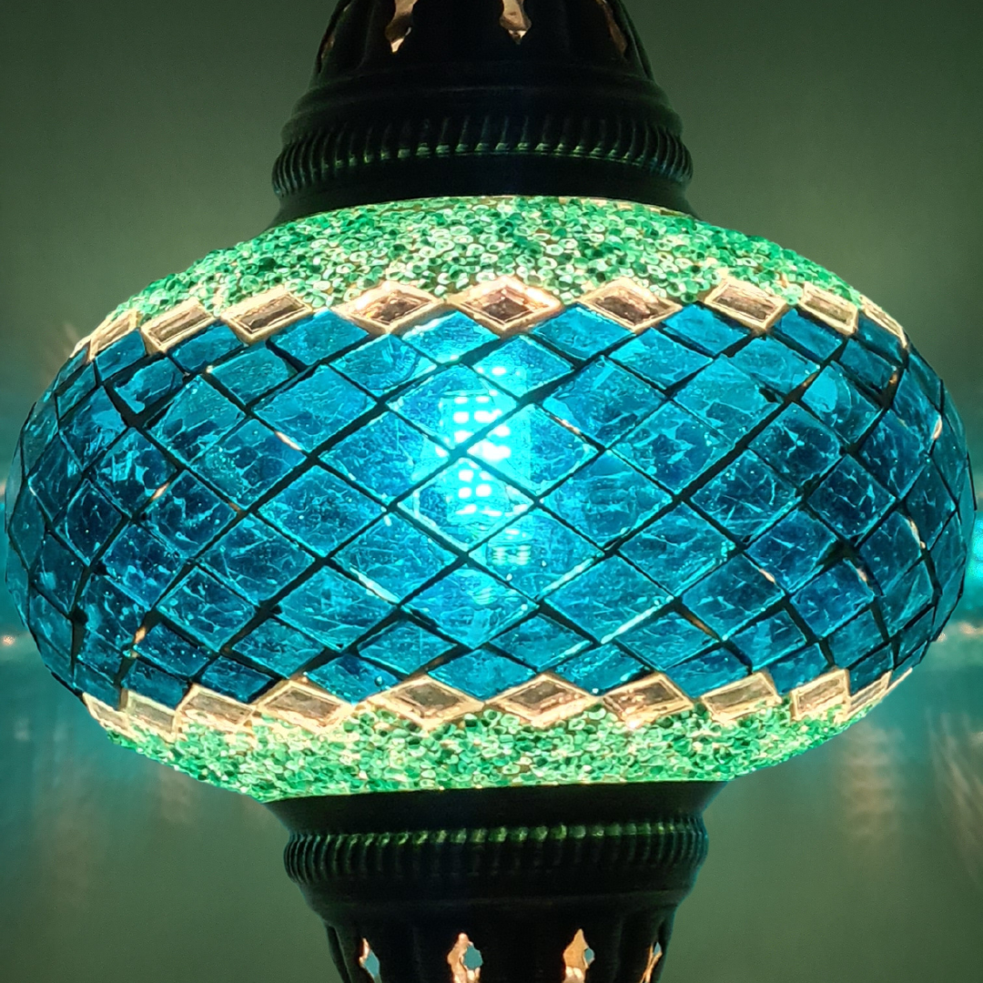 Swan Base Mosaic Turkish Lamp - Medium Glass