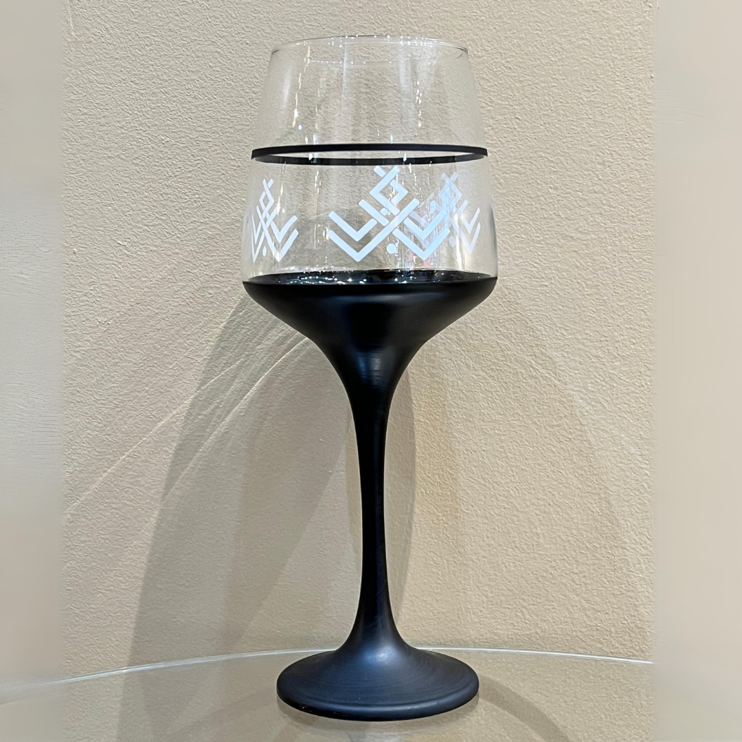 Hand Painted Glassware - Wine Set Black