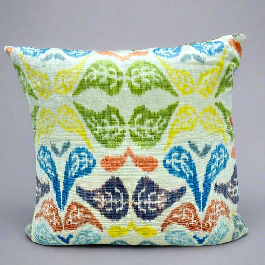 IKAT Silk Back Pillow Cover 50x50CM - Opposing Leaves